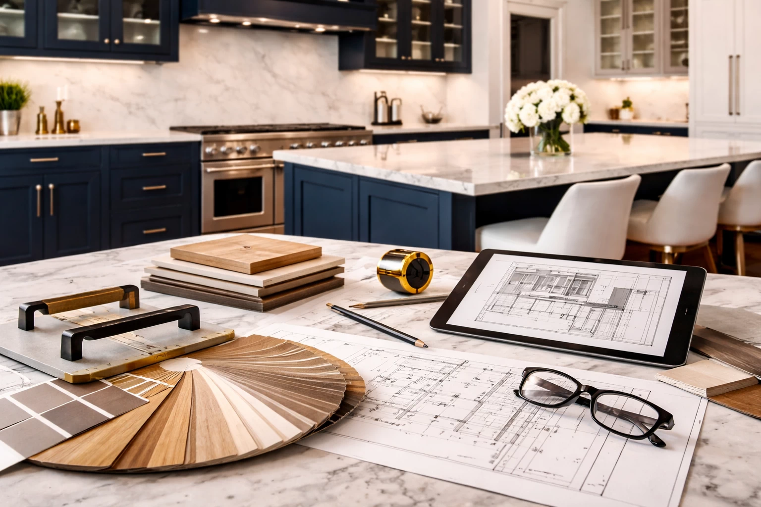 Finished custom kitchen cabinetry