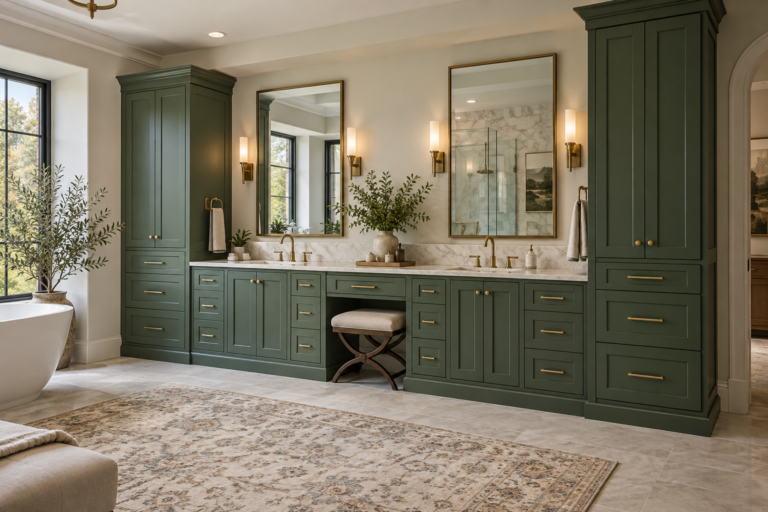 His & Hers Vanity with Linen Towers