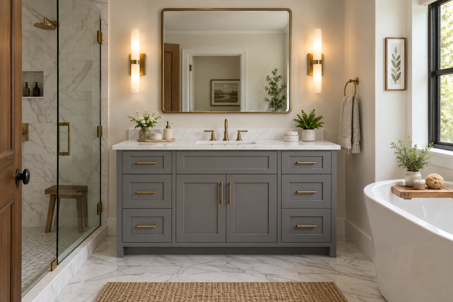 Bathroom inspiration with Storm Gray vanity